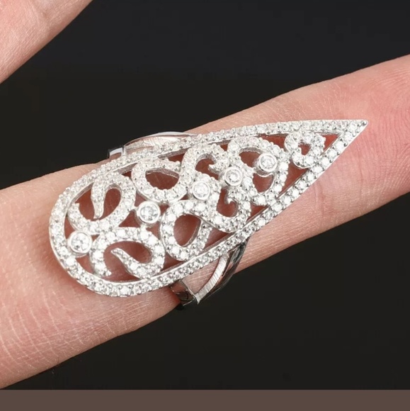 Avelon's Designs Jewelry - Sterling spike ring w/white sapphires & topaz sz8